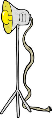 Bir insan tarafından çizilmiş çizgi film stüdyo lambası.