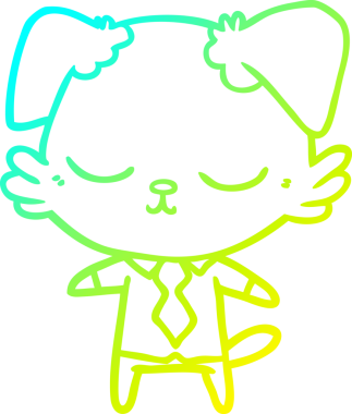 Bir insan tarafından çizilmiş şirin bir çizgi köpeğin soğuk gradyan çizgisi.