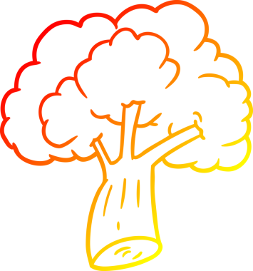 Bir insan tarafından çizilmiş bir çizgi brokolinin sıcak gradyan çizimi