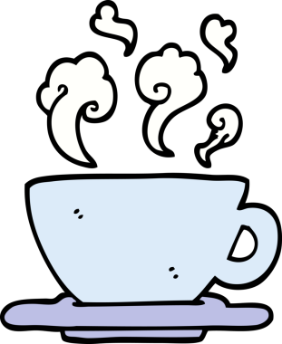 Bir insan tarafından çizilmiş karalama tarzı sıcak kahve fincanı.