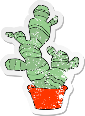 Bir insan tarafından çizilmiş bir kaktüsün sıkıntılı çıkartması.