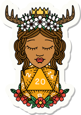 Bir insan tarafından çizilmiş 20 zarlı insan Druid çıkartması.