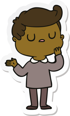 Bir insan tarafından çizilmiş bir karikatür adamın çıkartması.