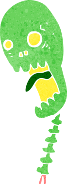 Bir insan tarafından çizilmiş komik bir kafatası.