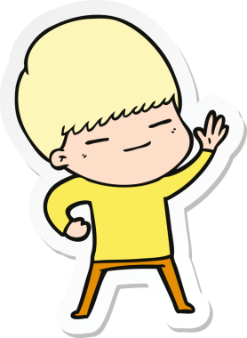 Bir insan tarafından çizilmiş kendini beğenmiş bir çocuğun çıkartması.