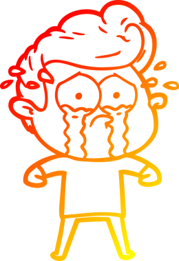 Bir insan tarafından çizilmiş, ağlayan bir çizgi film karakteri.