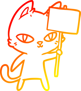 Bir insan tarafından çizilmiş çizgi film kedisinin sıcak çizgi çizimi.