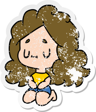 Bir insan tarafından çizilmiş sevimli bir kawai kızının sıkıntılı karikatür çizimi