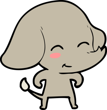 Bir insan tarafından çizilmiş şirin bir fil.