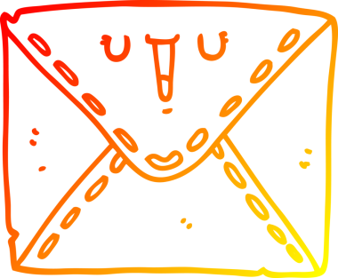 Bir insan tarafından çizilen çizgi film zarfının sıcak gradyan çizimi