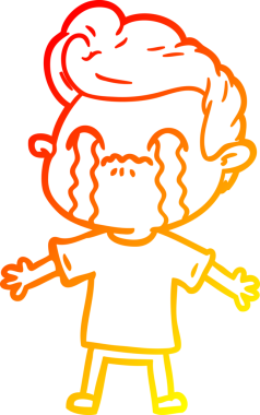 Bir insan tarafından çizilmiş ağlayan bir çizgi film karakteri çizimi.