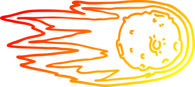 Bir insan tarafından çizilen çizgi film kuyruklu yıldızının sıcak gradyan çizimi