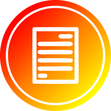 bir insan tarafından çizilen sıcak gradyan bitiş ile resmi belge dairesel simgesi