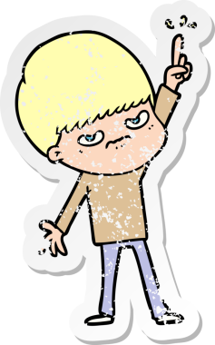 Bir insan tarafından çizilmiş kızgın bir çizgi film çocuğunun sıkıntılı çıkartması.