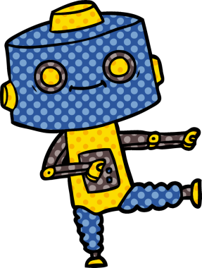 Bir insan tarafından çizilmiş çizgi film robotu