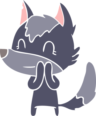 Bir insan tarafından çizilmiş düz renkli çizgi film kurdu.