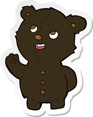 Bir insan tarafından çizilmiş şirin siyah ayı yavrusunun çıkartması.