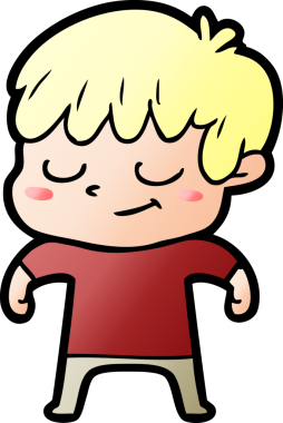 Bir insan tarafından çizilmiş mutlu çizgi film çocuğu.