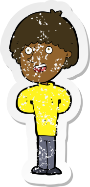 Bir insan tarafından çizilmiş mutlu bir adamın karikatür yapıştırması.