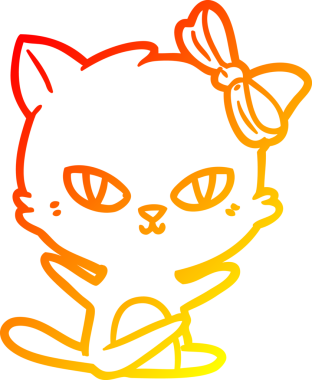 Bir insan tarafından çizilmiş sevimli bir çizgi film kedisinin sıcak çizgi çizgisi.