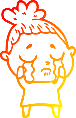 Bir insan tarafından çizilmiş, ağlayan bir karikatür çizimi.