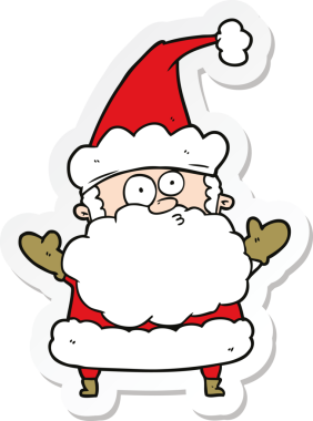 Bir insan tarafından çizilmiş, kafası karışmış bir Noel Baba çıkartması.