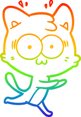 Gökkuşağı gradyan çizgi çizimi Bir insan tarafından çizilen sürpriz kedi