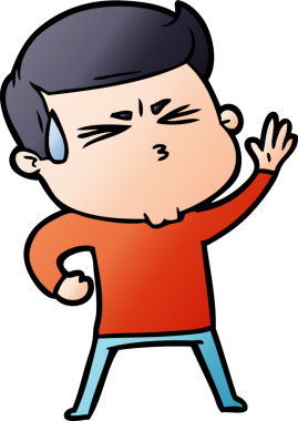 Bir insan tarafından çizilmiş terleyen çizgi film adamı.