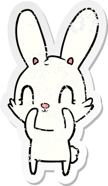 Bir insan tarafından çizilmiş şirin bir tavşanın sıkıntılı çıkartması.