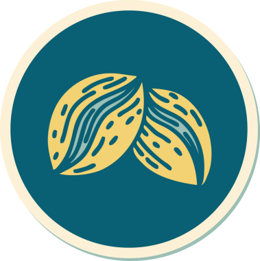 Bir insan tarafından çizilmiş geleneksel kahve çekirdeği stili dövme çıkartması.