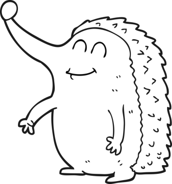 Bir insan tarafından çizilmiş serbest çizim siyah beyaz kirpi.