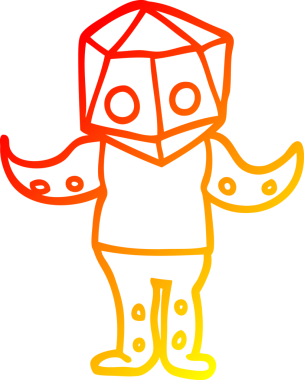 Bir insan tarafından çizilmiş garip bir çizgi film çizimi.