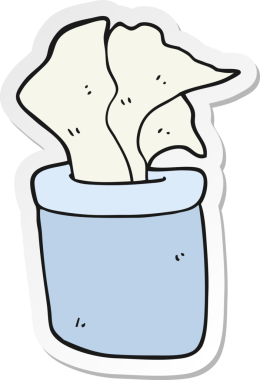 Bir insan tarafından çizilmiş kağıt mendil kutusunun etiketi.