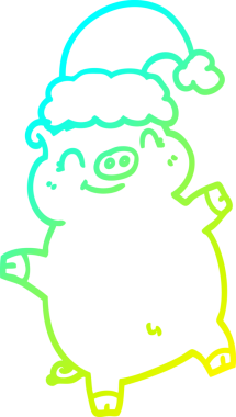 Bir insan tarafından çizilmiş mutlu noel domuzu çizgi filmi.