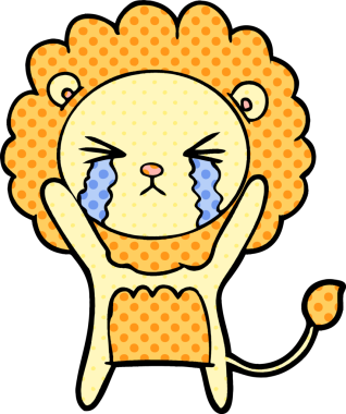 Bir insan tarafından çizilmiş ağlayan bir aslan.