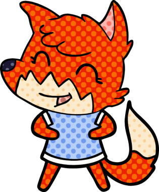 Bir insan tarafından çizilmiş mutlu çizgi film tilkisi.