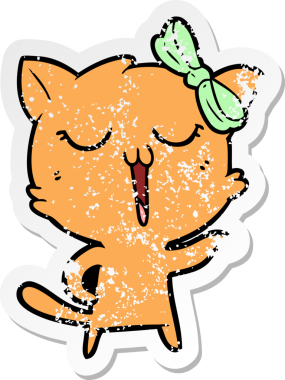 Bir insan tarafından çizilmiş karikatür bir kedinin sıkıntılı çıkartması.