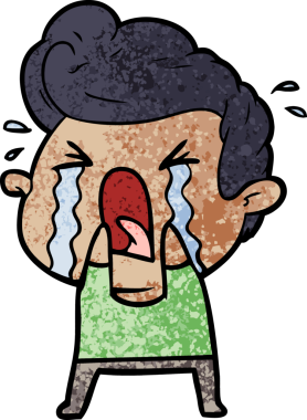 Bir insan tarafından çizilmiş ağlayan bir karikatür.