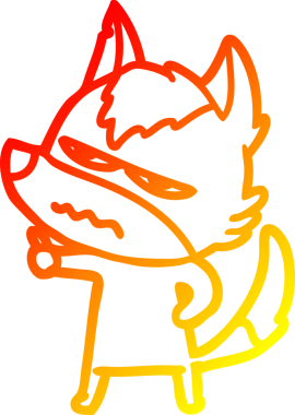 Bir insan tarafından çizilmiş kızgın bir kurdun sıcak çizgi çizimi.