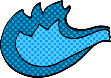 Bir insan tarafından çizilmiş mavi gaz alevi.