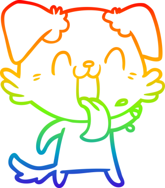 Gökkuşağı gradyan çizgi çizimi Bir insan tarafından çizilmiş nefes nefese bir köpek