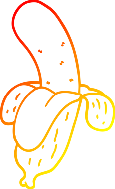 Bir insan tarafından çizilmiş bir muzun sıcak çizgi çizimi