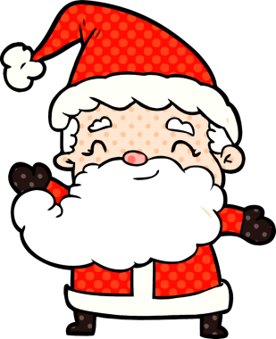 Bir insan tarafından çizilmiş Noel Baba çizgi filmi.