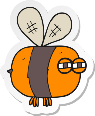 Bir insan tarafından çizilmiş kızgın bir arının çıkartması.