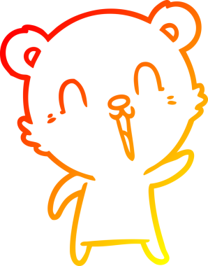 Bir insan tarafından çizilmiş mutlu çizgi film ayısının sıcak çizgi çizimi