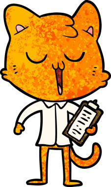 Bir insan tarafından çizilmiş çizgi film kedisi.