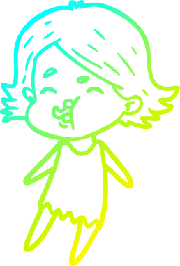 Bir insan tarafından çizilmiş bir karikatür kızı çizimi.