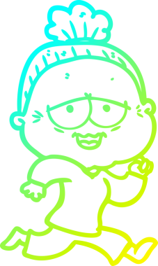 Bir insan tarafından çizilmiş, mutlu, yaşlı bir kadının çizdiği soğuk çizgi.