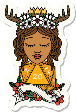 Bir insan tarafından çizilmiş 20 zarlı insan Druid çıkartması.