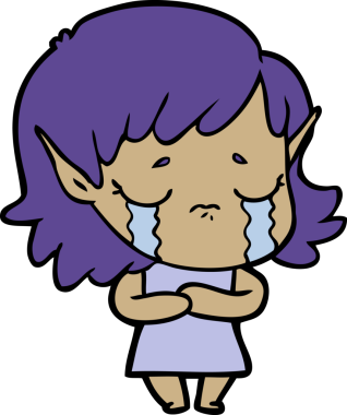 Bir insan tarafından çizilmiş ağlayan elf kızı.